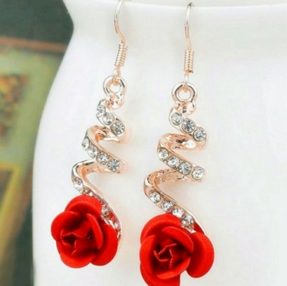 🎀Beautiful Rose Rhinestone Drop Earrings - Picture 5 of 5